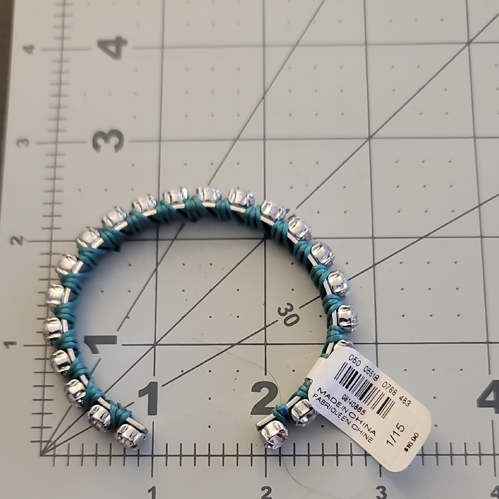 Express Silver and Teal Beaded Bracelet